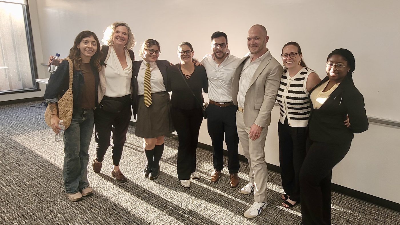 A released client and his family with the attorneys and student volunteers who worked on his case